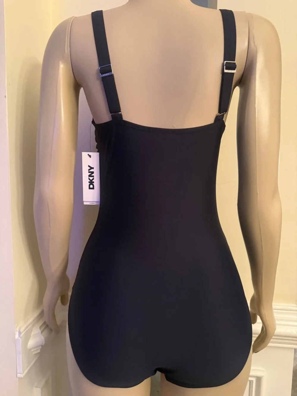 Classic Navy Blue One-Piece Swim Suit with Sculpting Seams - Picture 3 of 6